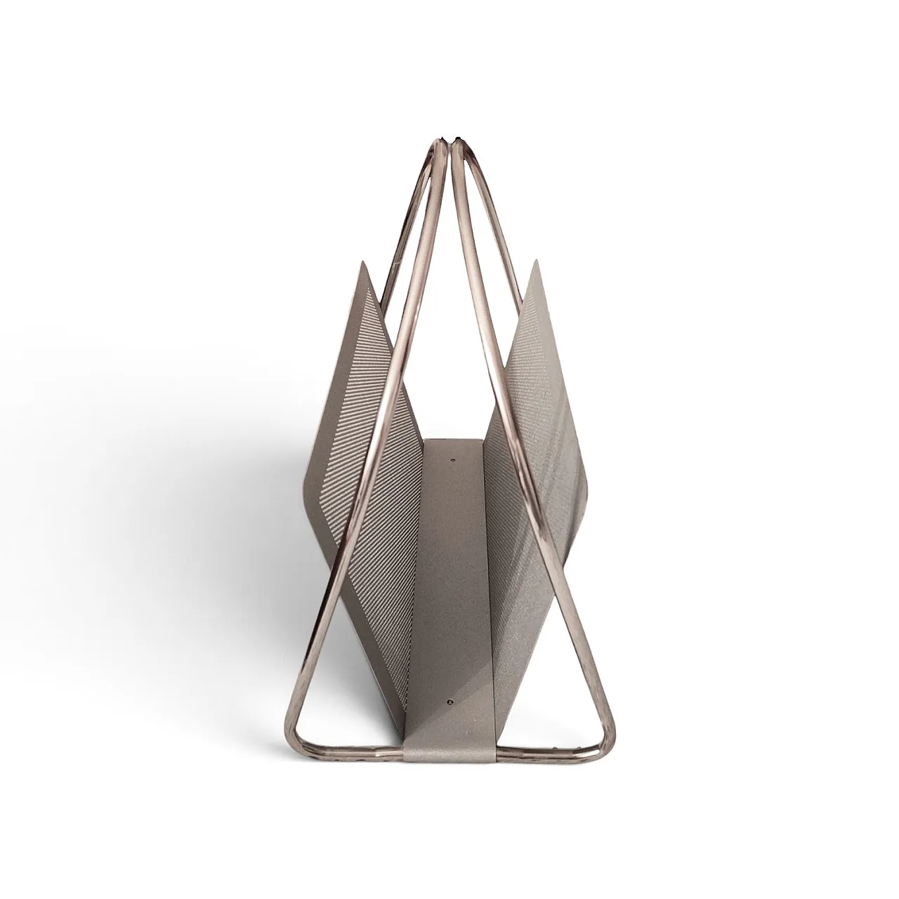 Magazine rack Marius Mascagni in perforated and tubular metal, 1960s 5