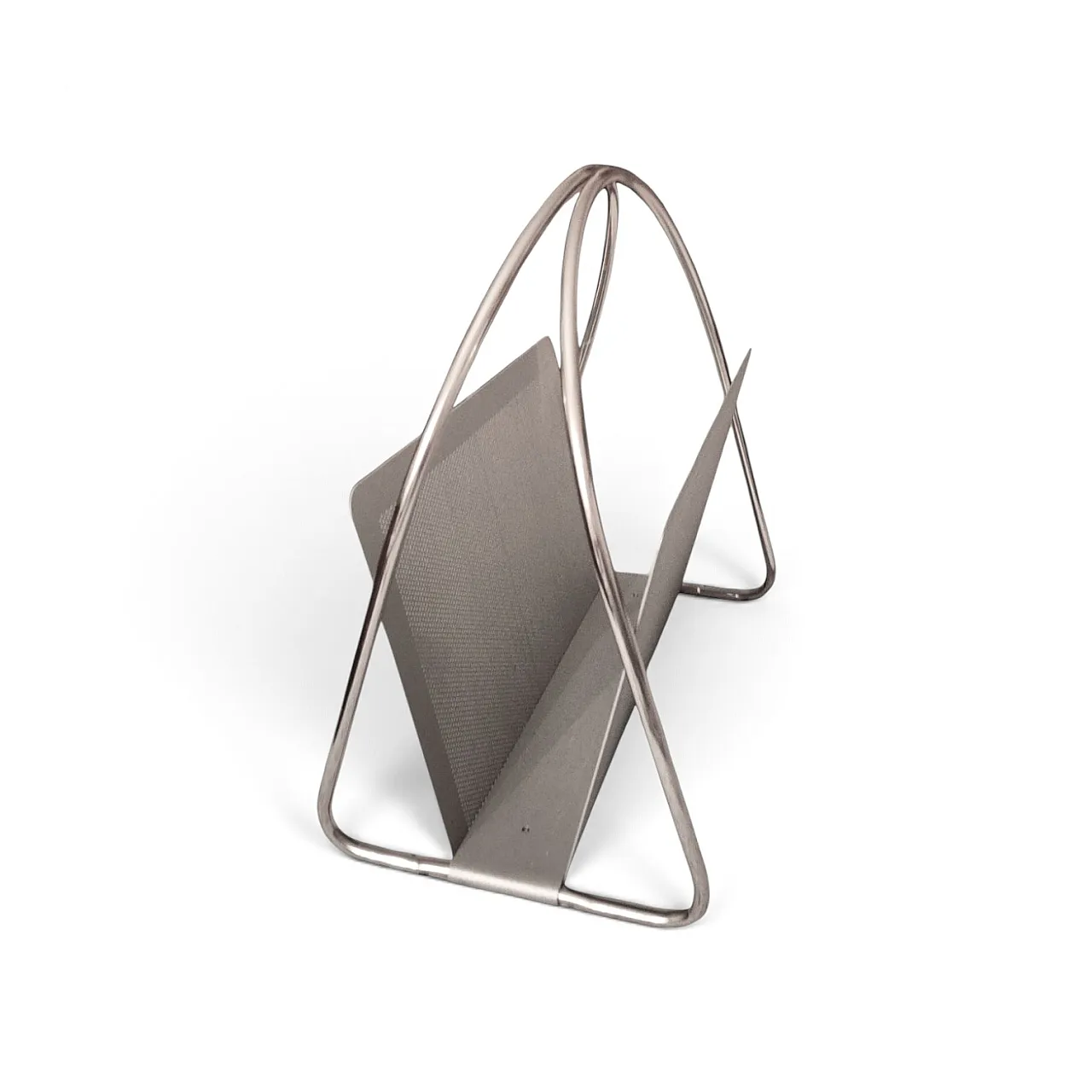 Magazine rack Marius Mascagni in perforated and tubular metal, 1960s 8