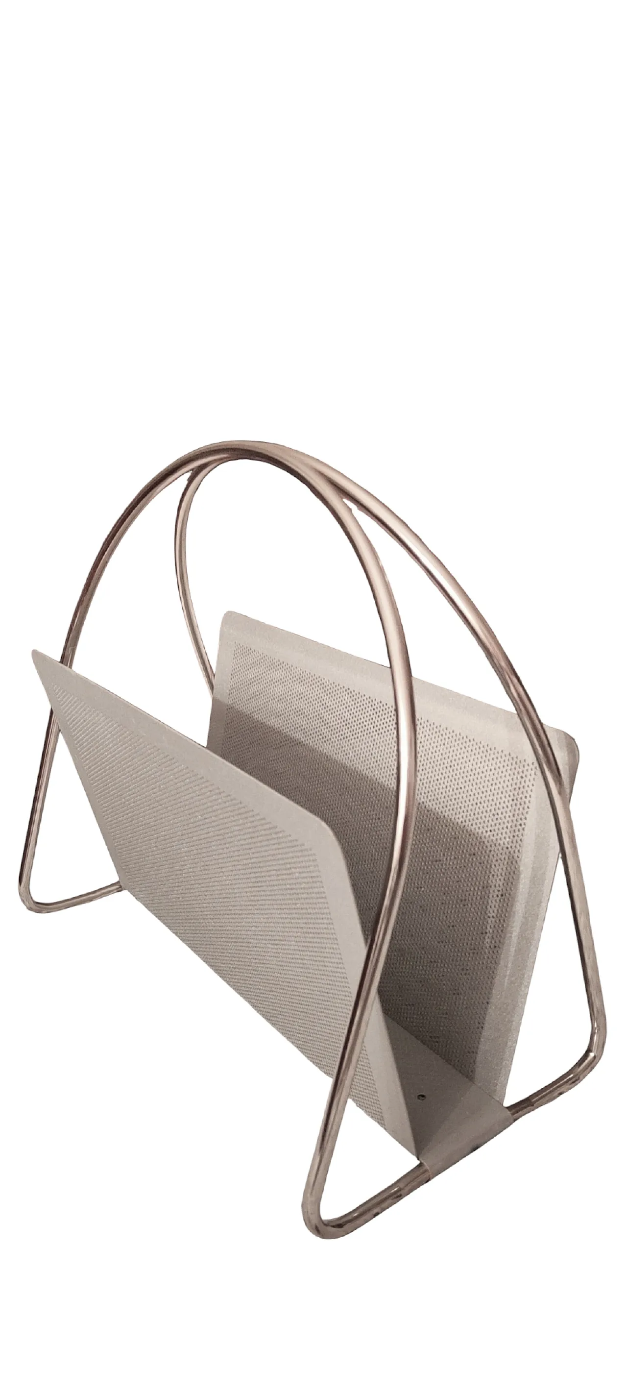 Magazine rack Marius Mascagni in perforated and tubular metal, 1960s 12