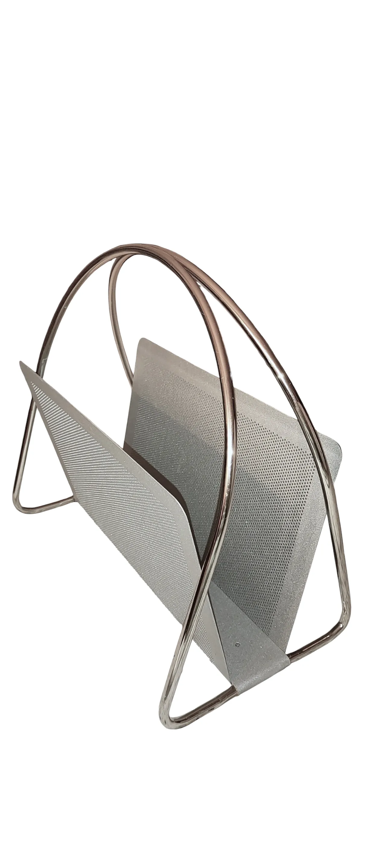 Magazine rack Marius Mascagni in perforated and tubular metal, 1960s 14