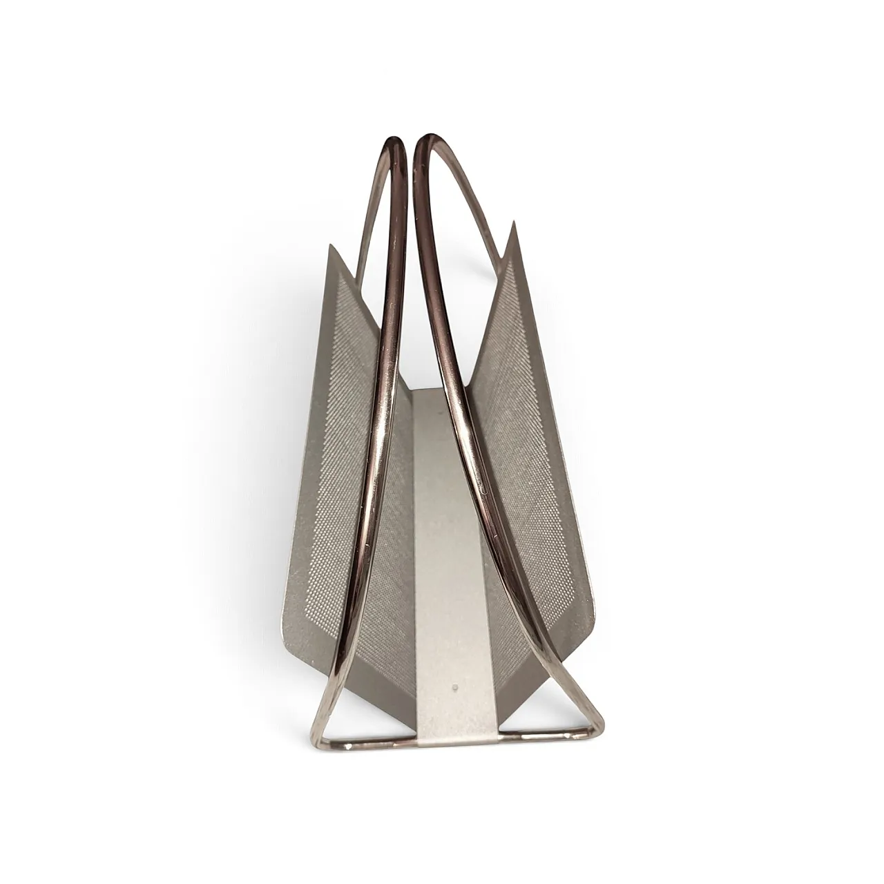 Magazine rack Marius Mascagni in perforated and tubular metal, 1960s 16