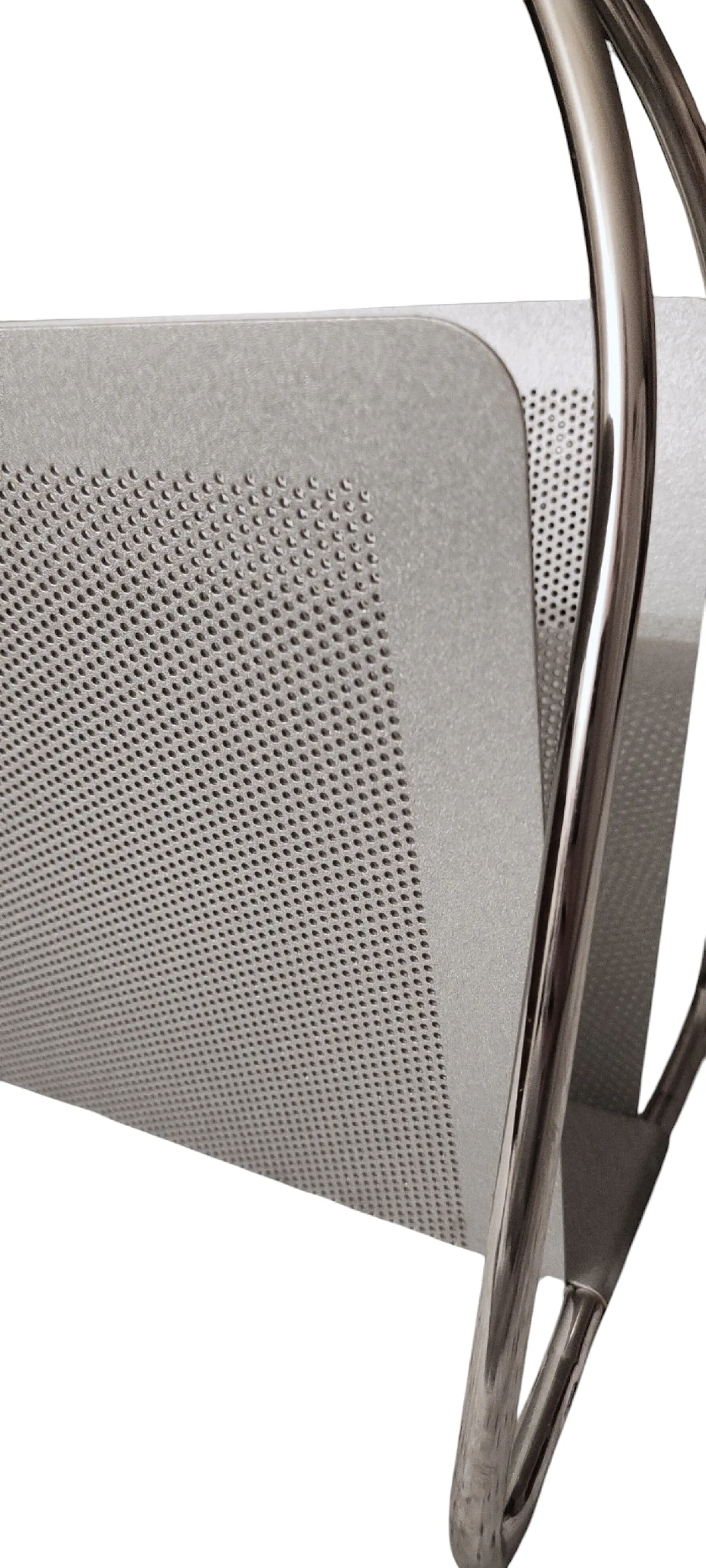 Magazine rack Marius Mascagni in perforated and tubular metal, 1960s 21