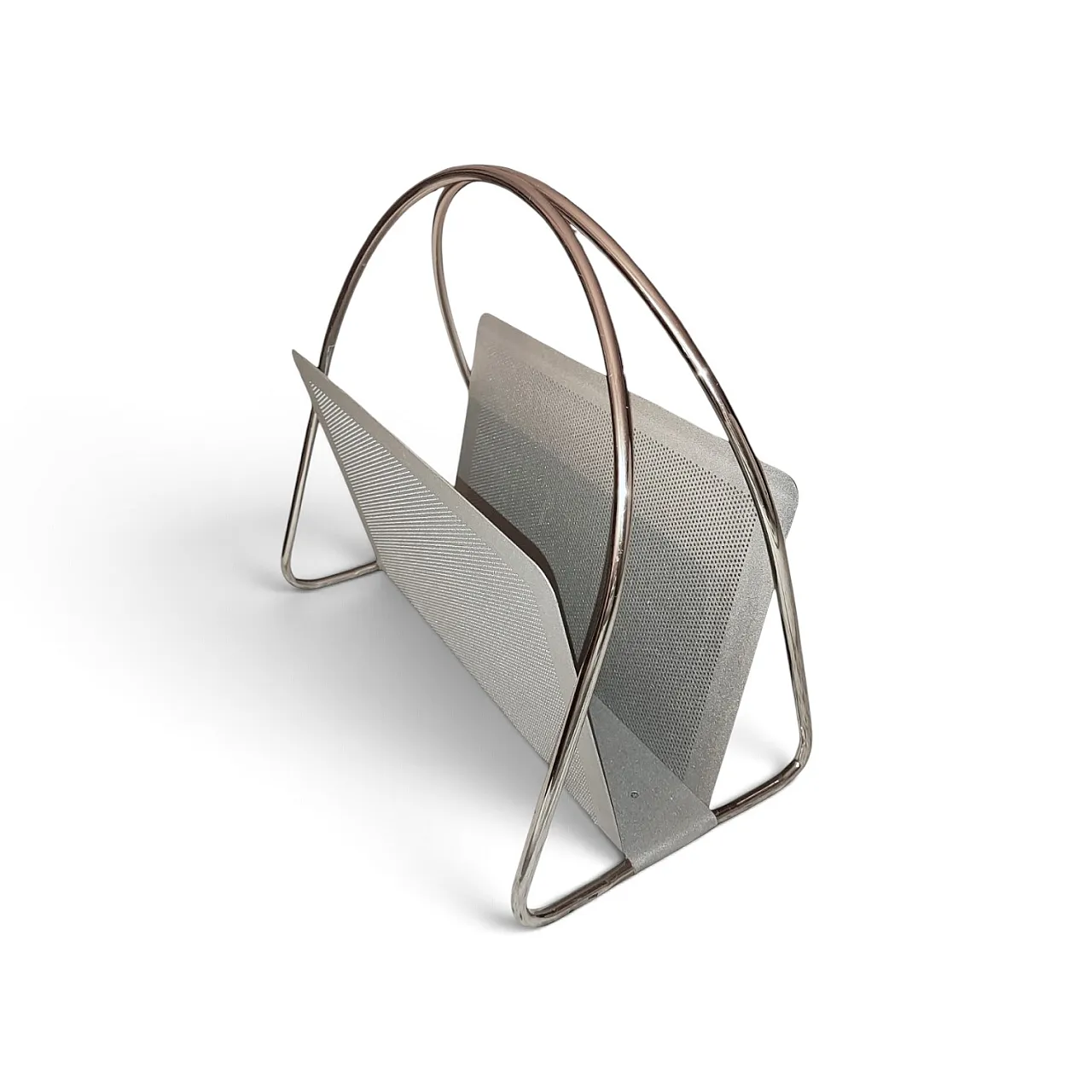 Magazine rack Marius Mascagni in perforated and tubular metal, 1960s 23