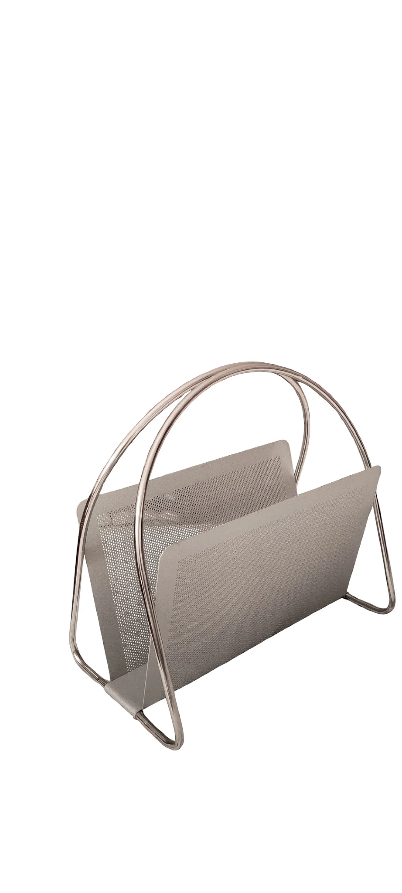 Magazine rack Marius Mascagni in perforated and tubular metal, 1960s 25