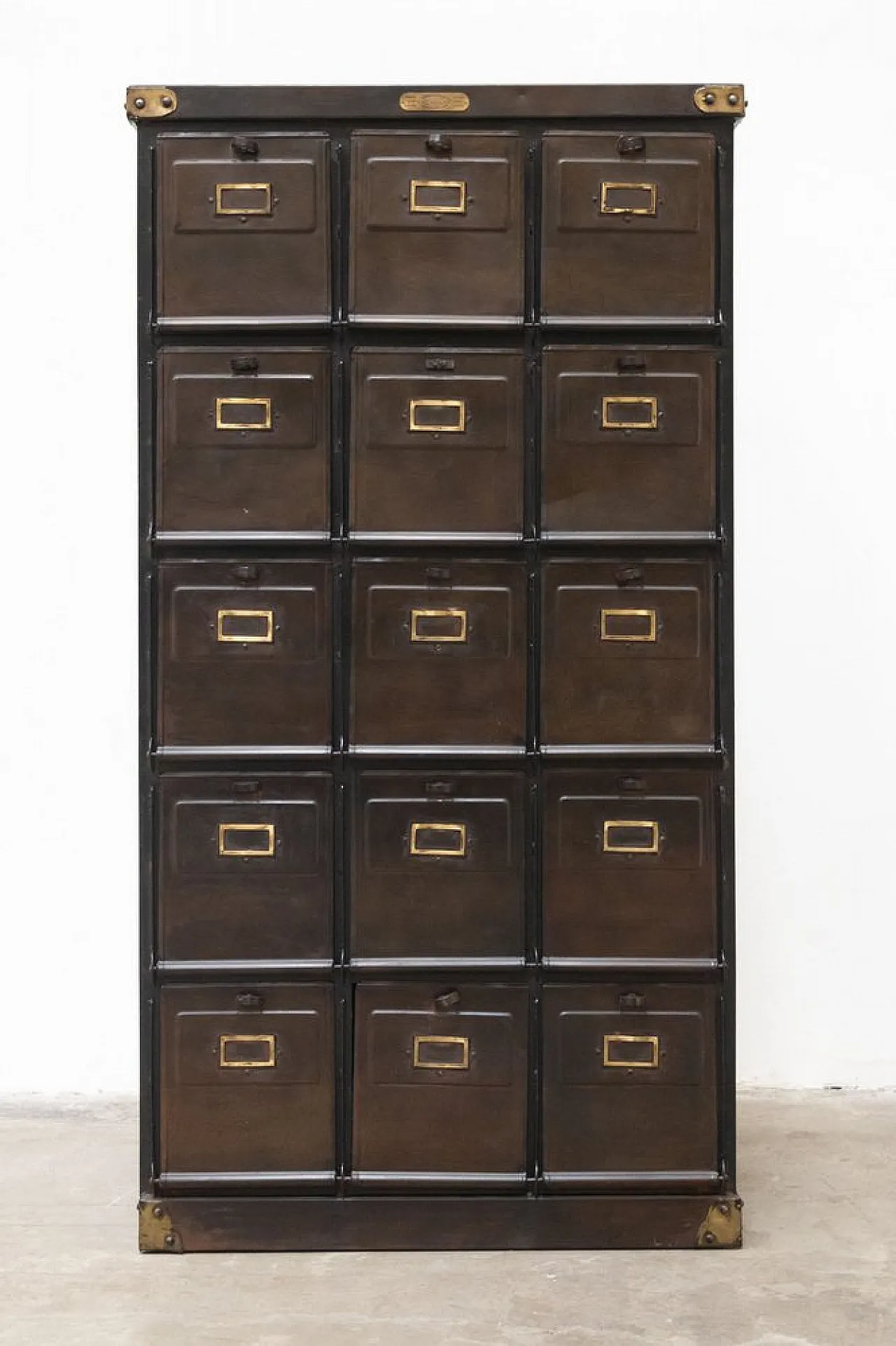 Mid-Century Industrial steel 15-tier cabinet, 1950s 1