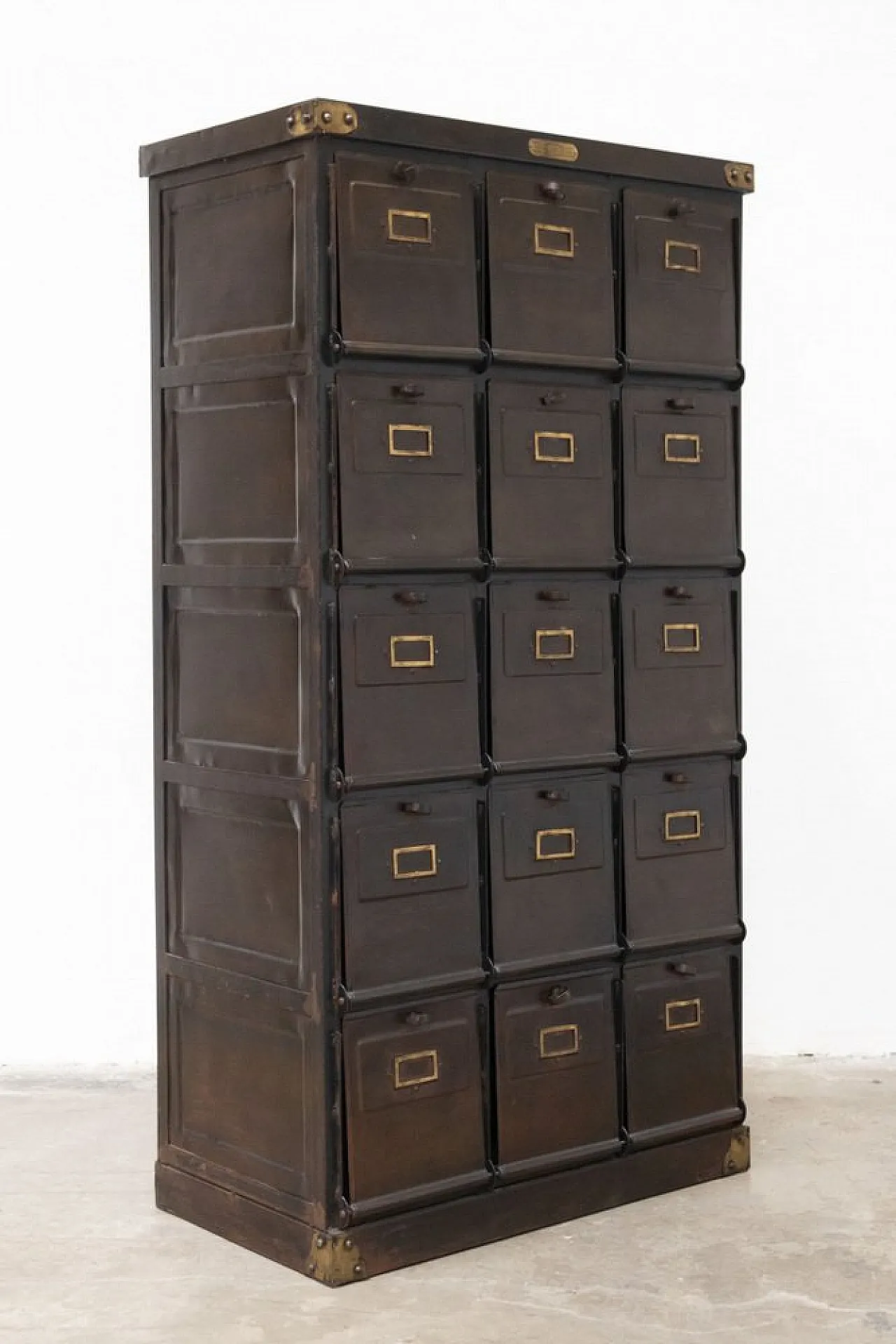 Mid-Century Industrial steel 15-tier cabinet, 1950s 21