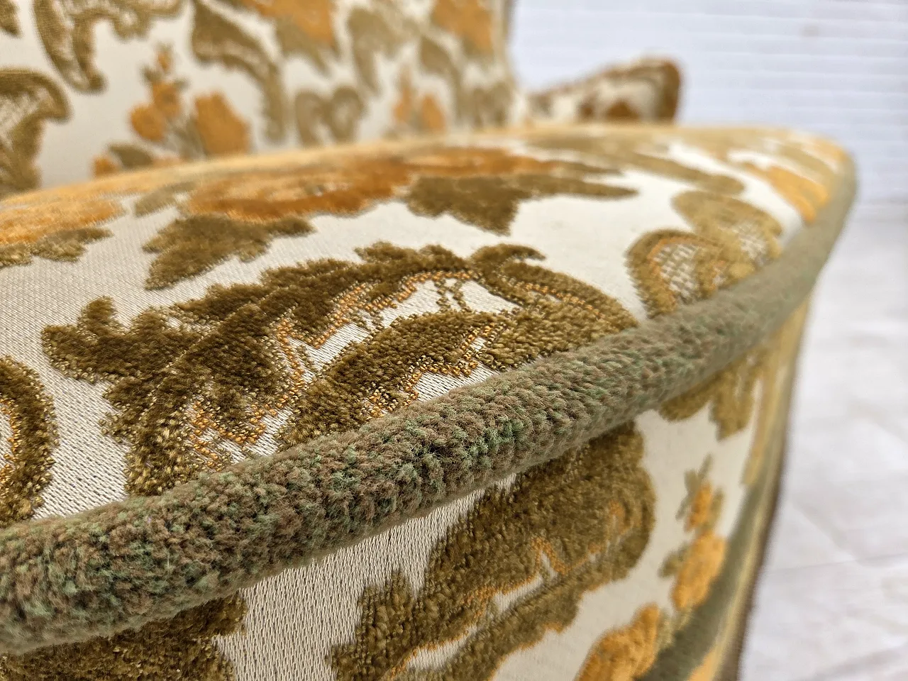 Anni '70, piccolo divano danese a 2 posti, tessuto per arredamento marrone/beige. 7