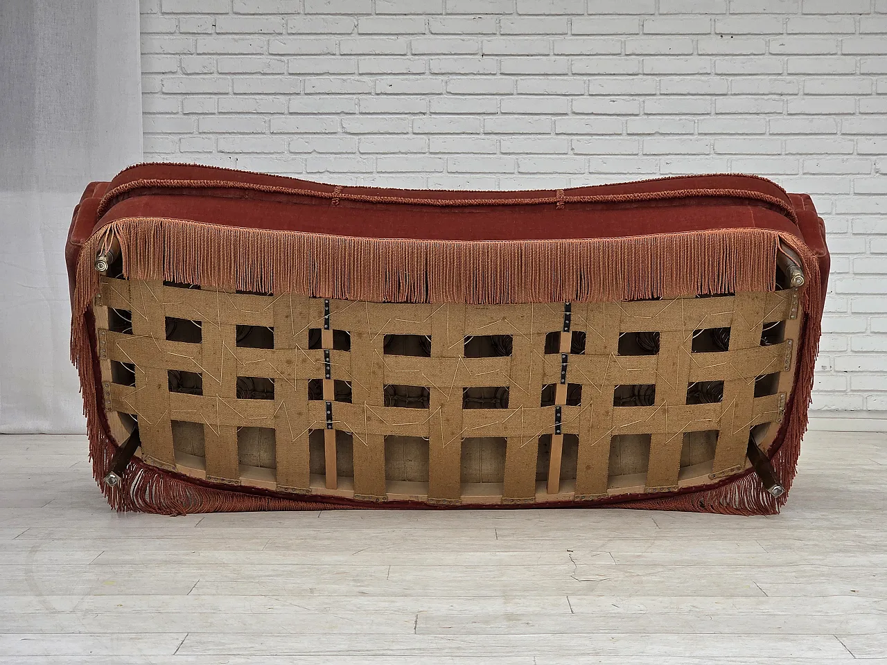 Divano curvo danese a 3 posti, anni '70, mobili in velluto rosa. 22