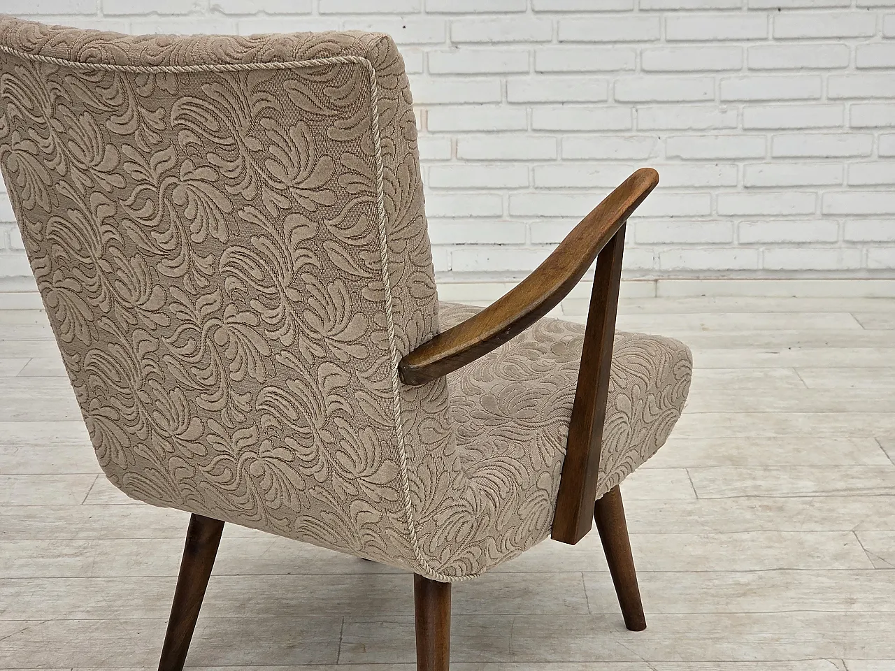 Anni '60, poltrona danese, lana d'arredo, legno di faggio. 14