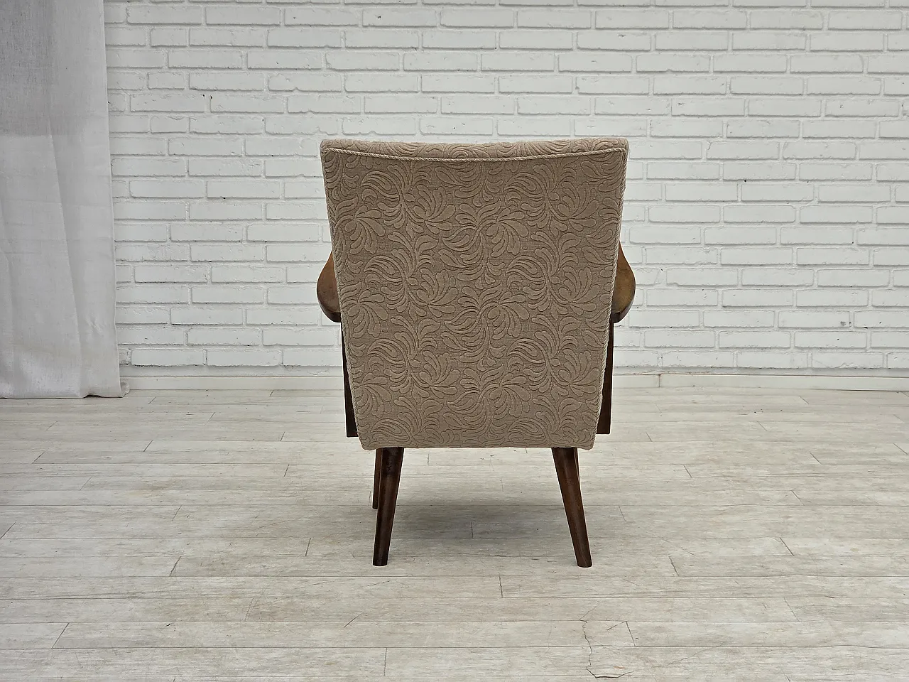 Anni '60, poltrona danese, lana d'arredo, legno di faggio. 15
