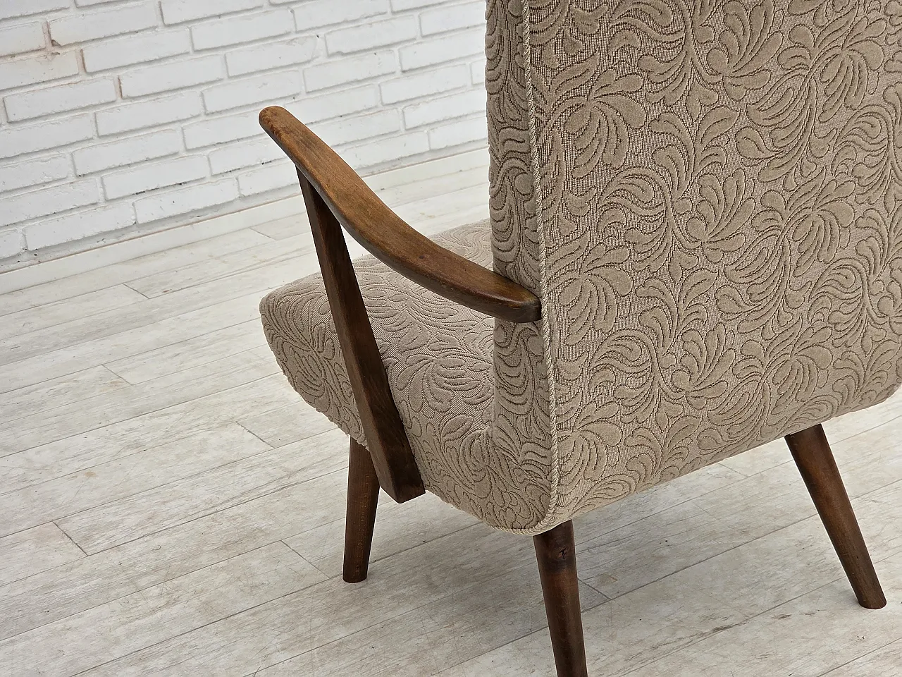 Anni '60, poltrona danese, lana d'arredo, legno di faggio. 16
