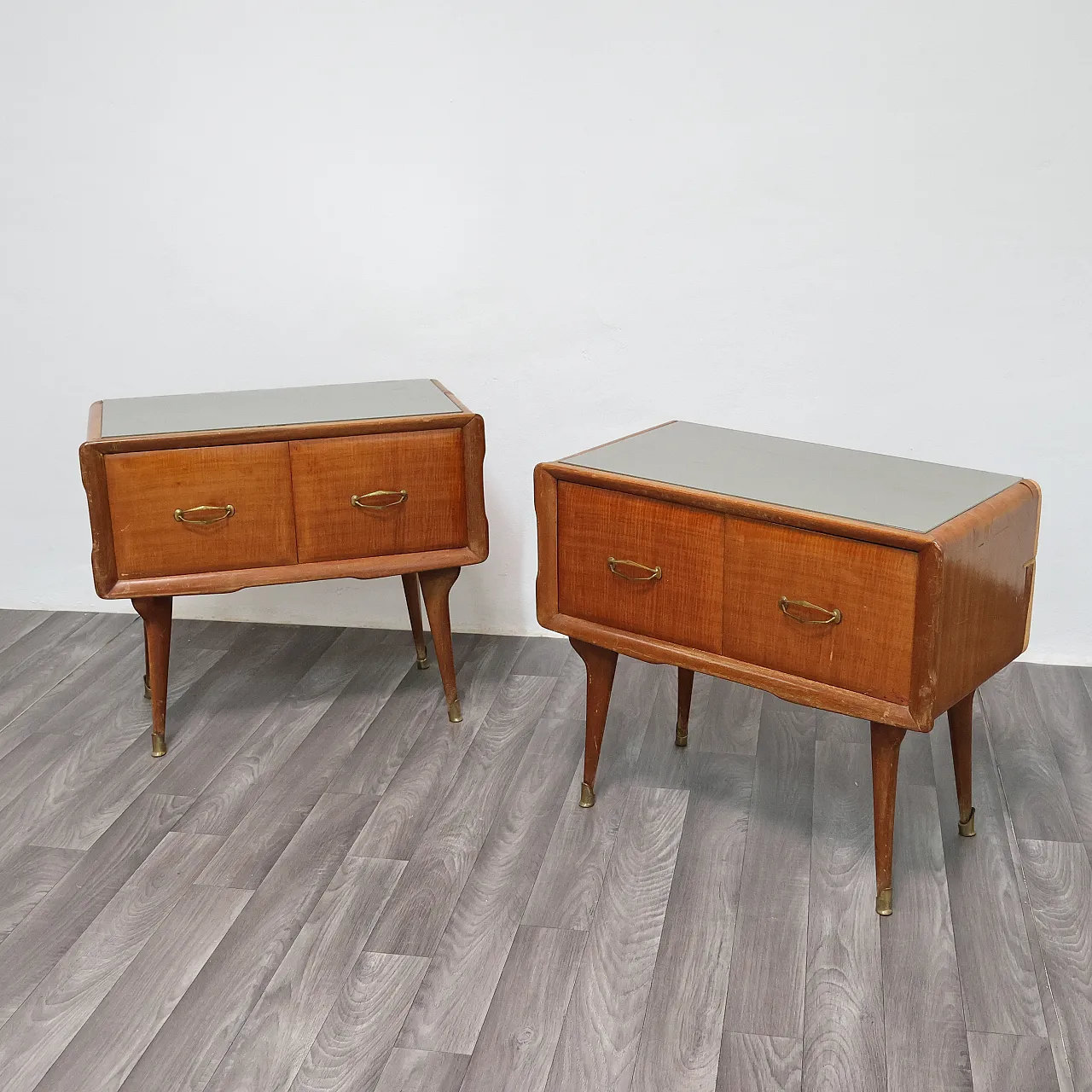Pair of Nightstands Gio Ponti Style, 1950s 1