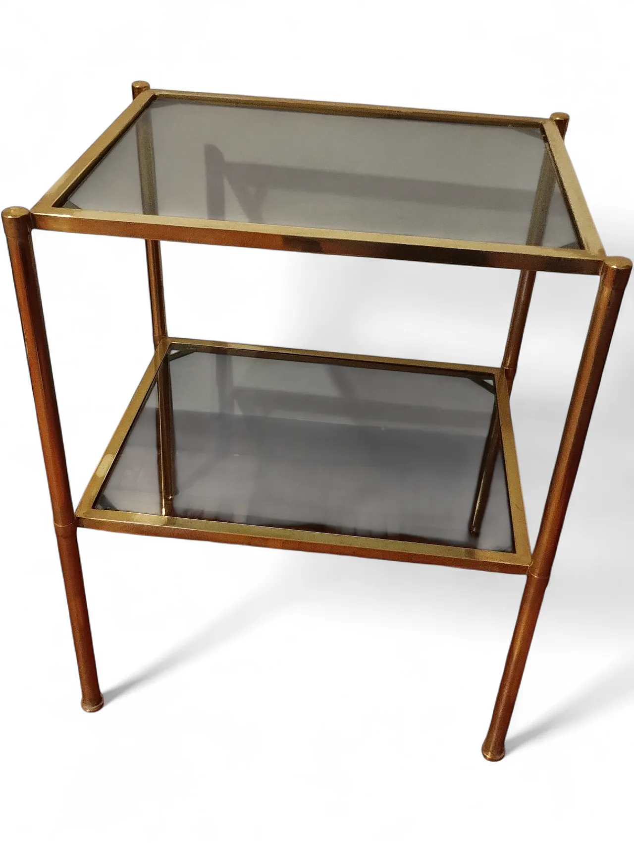 Two-level coffee table in brass and glass, 70s 7