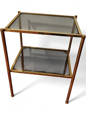 Two-level coffee table in brass and glass, 70s