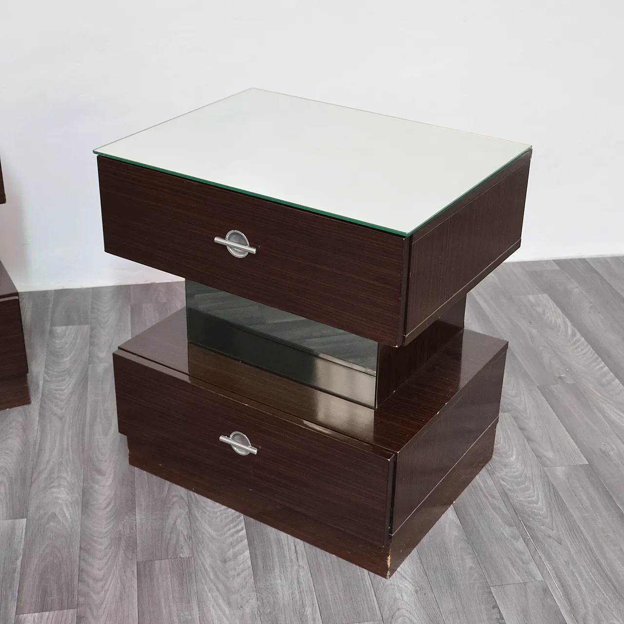 Pair of bedside tables ebano Cubic, 80s 6