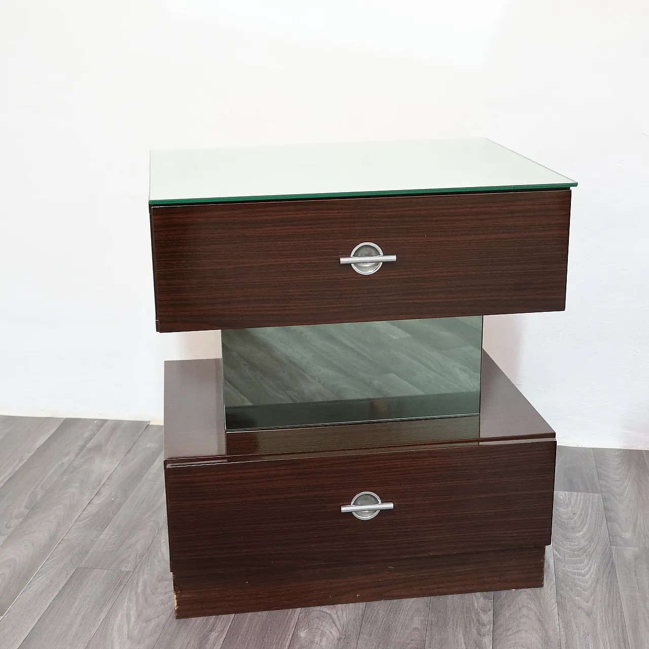 Pair of bedside tables ebano Cubic, 80s 10