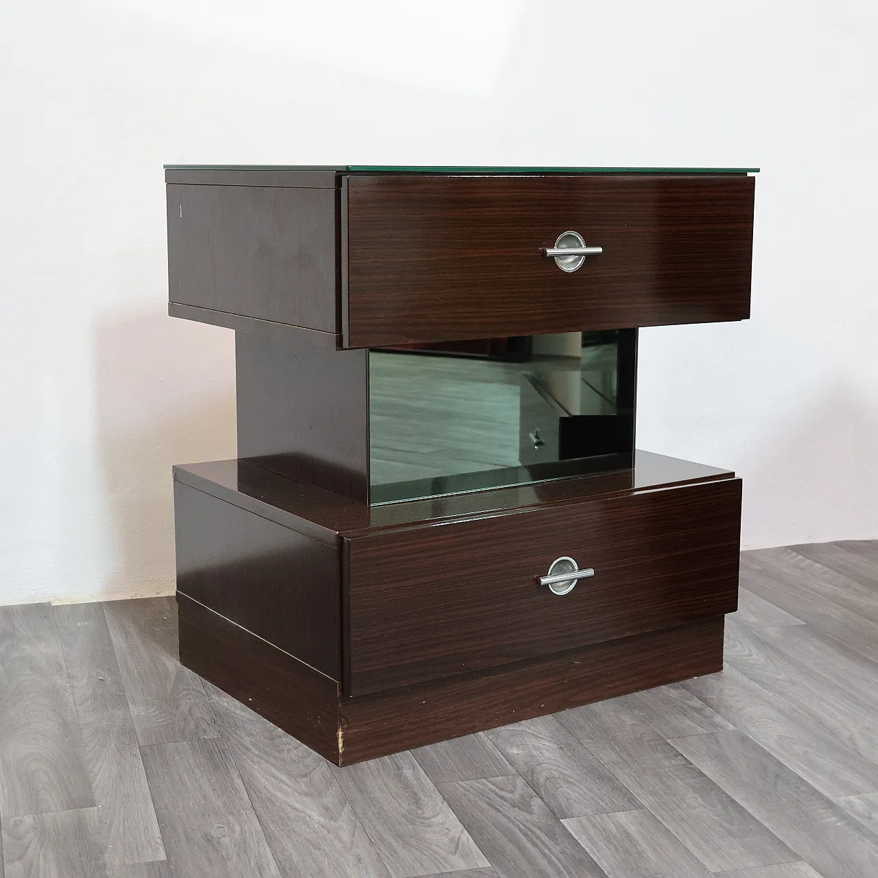 Pair of bedside tables ebano Cubic, 80s 11