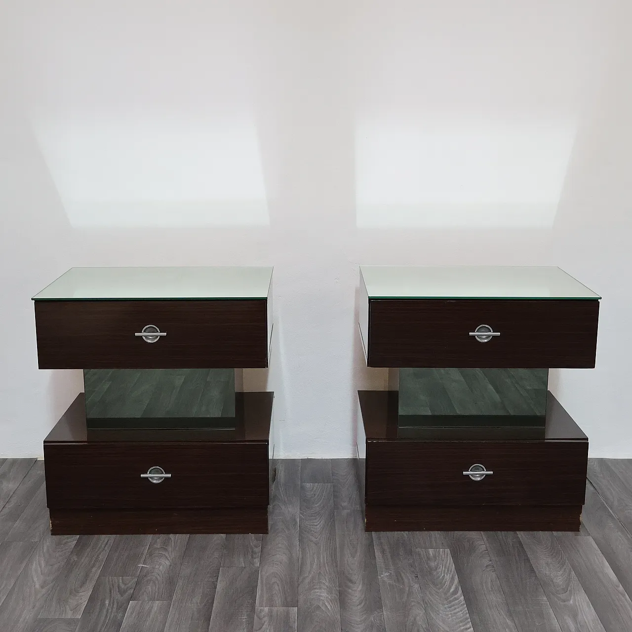 Pair of bedside tables ebano Cubic, 80s 14