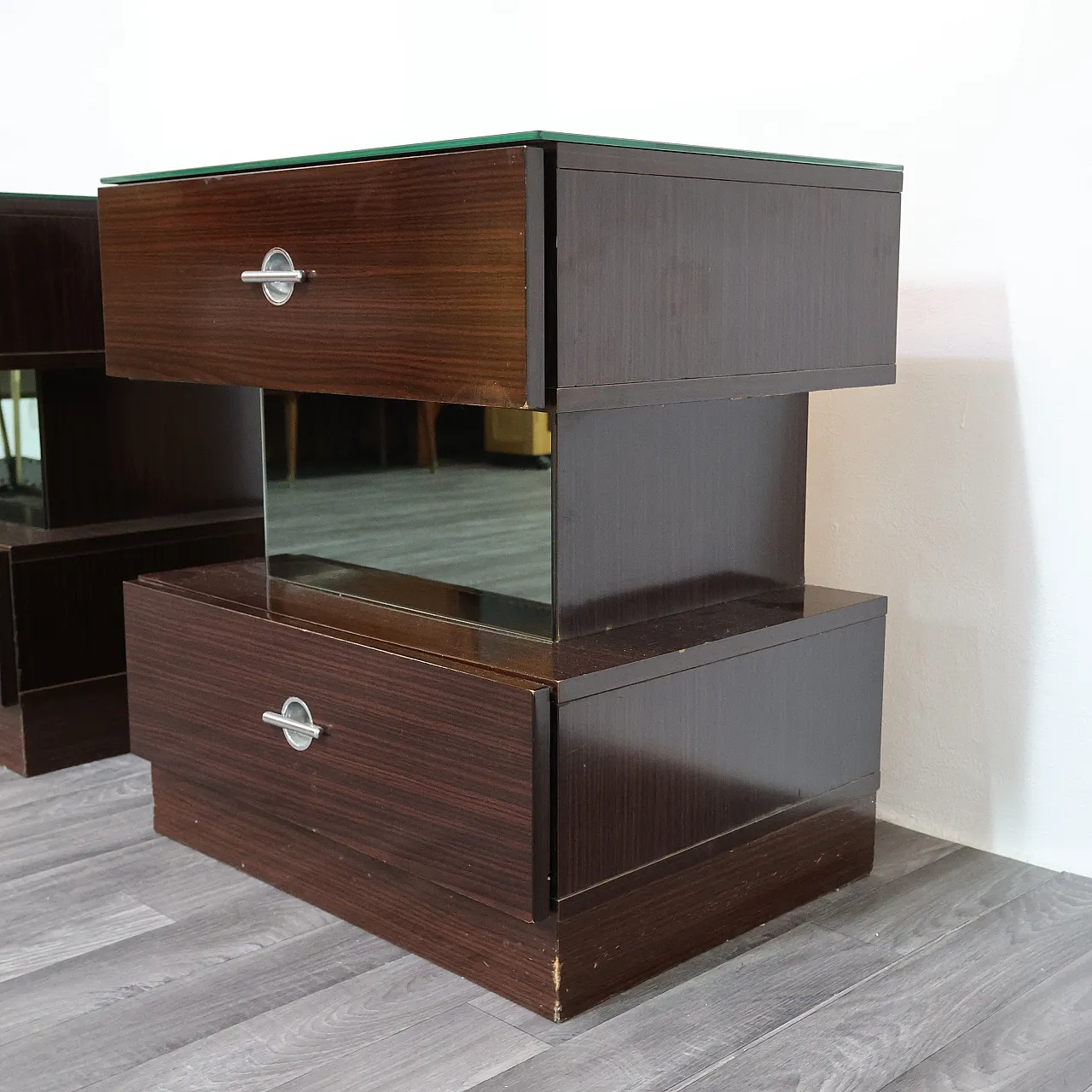Pair of bedside tables ebano Cubic, 80s 15