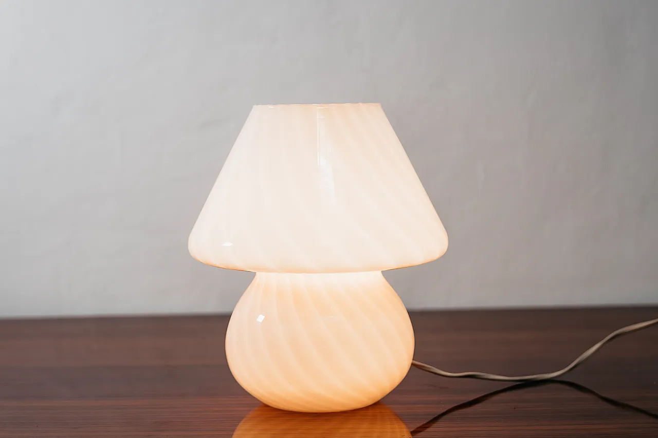 Pair of Pink Mushroom Murano Table Lamps, 1970s 2
