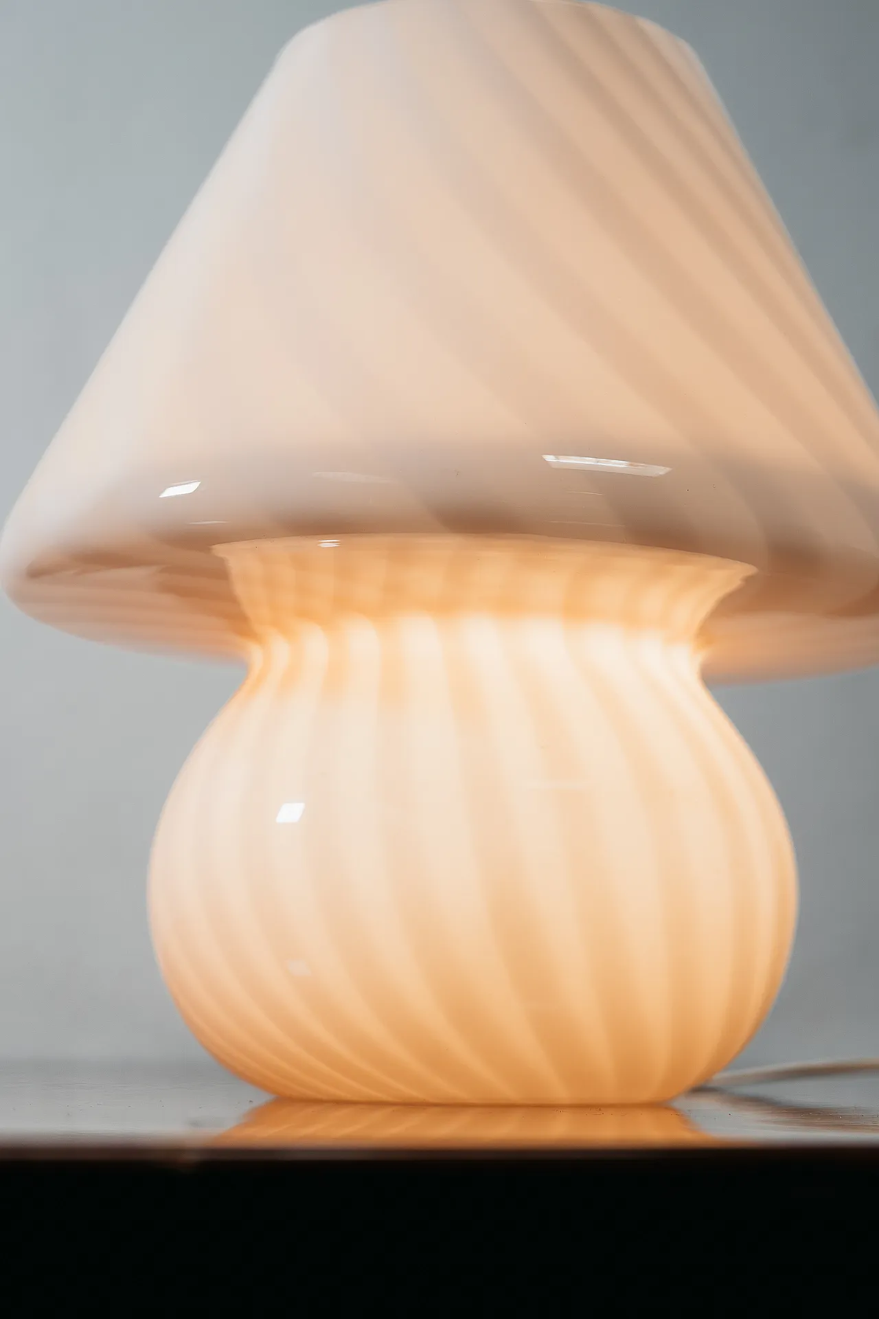 Pair of Pink Mushroom Murano Table Lamps, 1970s 3