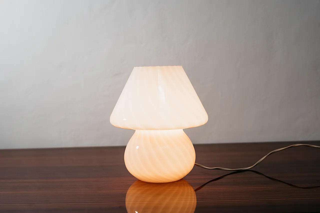 Pair of Pink Mushroom Murano Table Lamps, 1970s 9