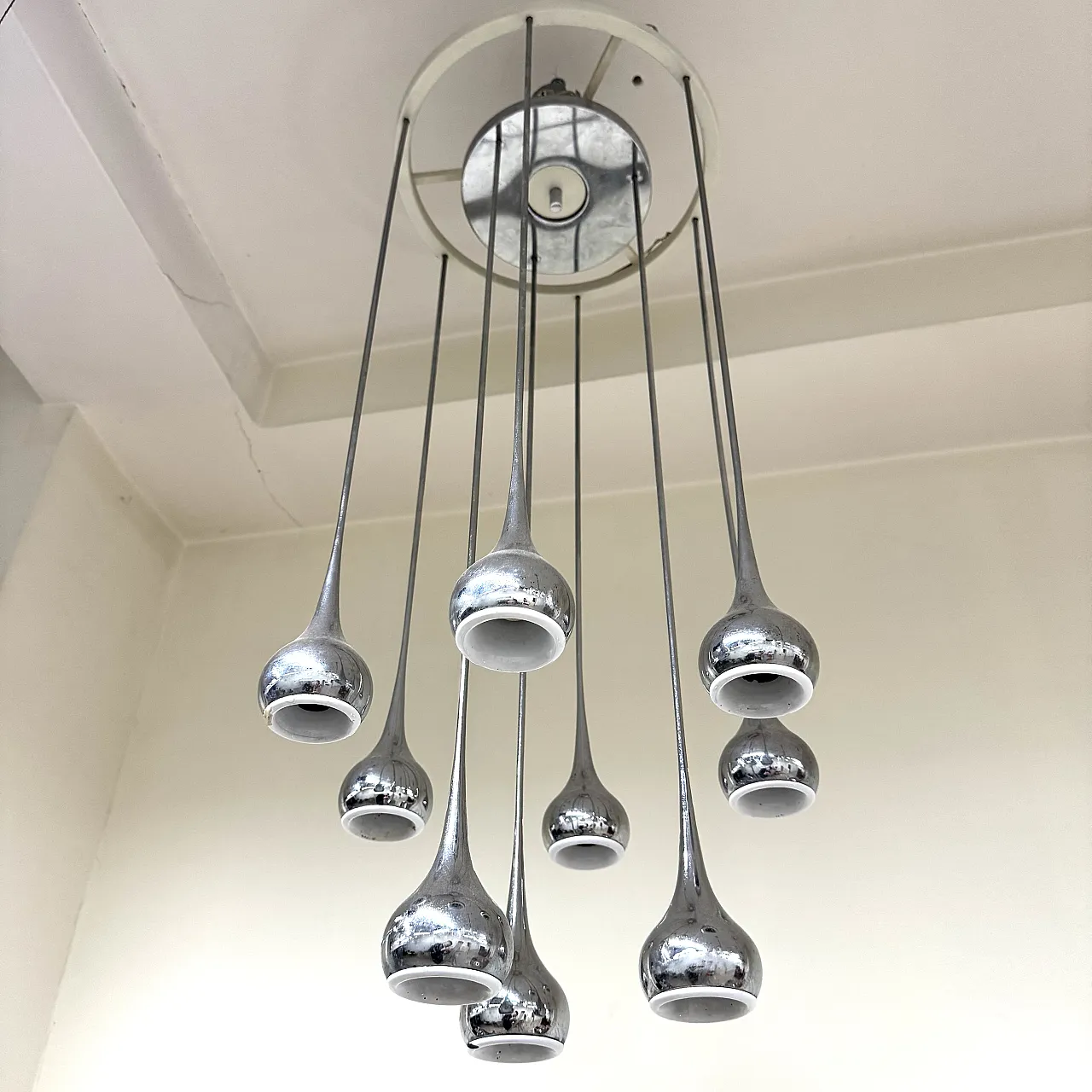 Angelo Brotto Esperia Lampadario 9 Luci Design Modernariato 1970’s 1