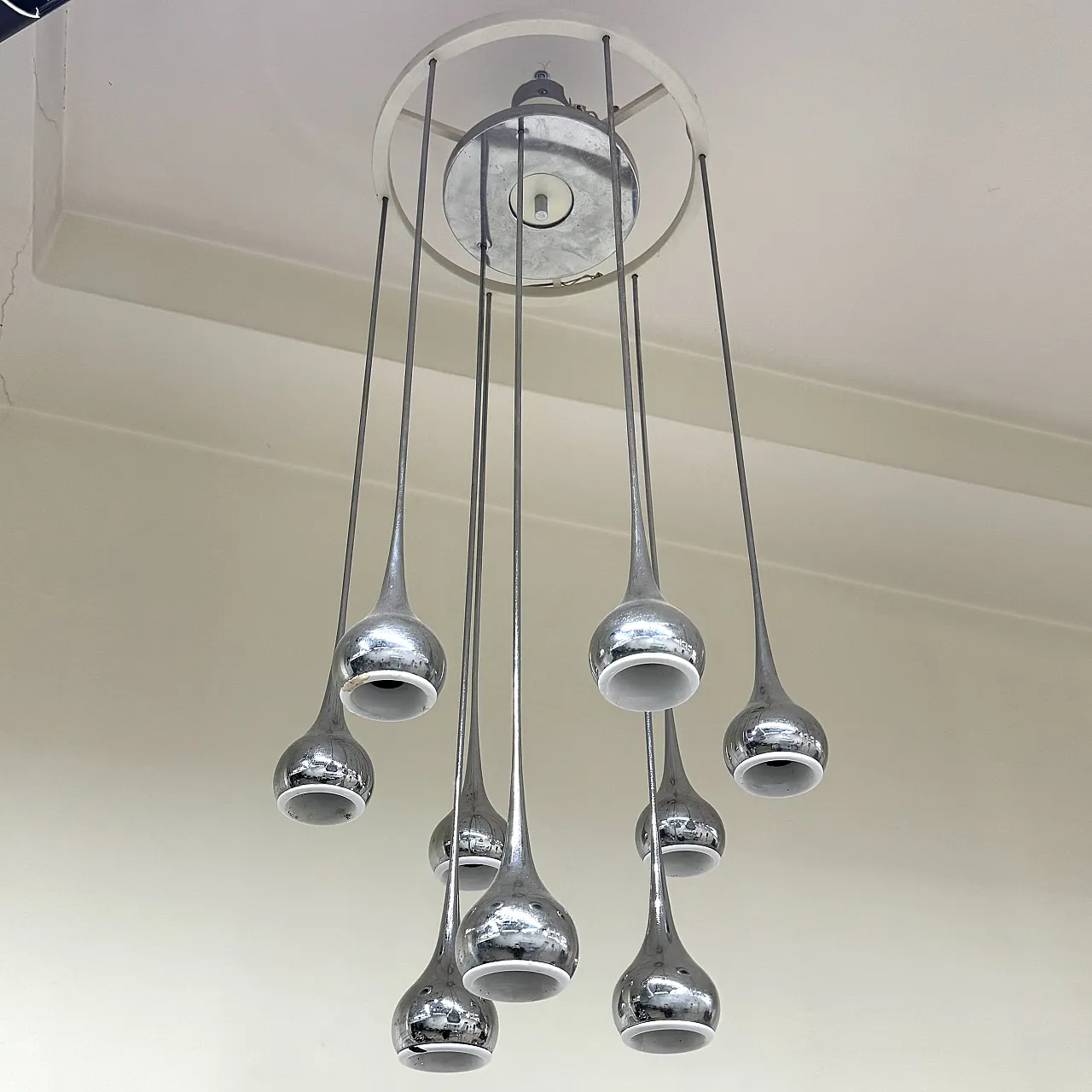 Angelo Brotto Esperia Lampadario 9 Luci Design Modernariato 1970’s 2