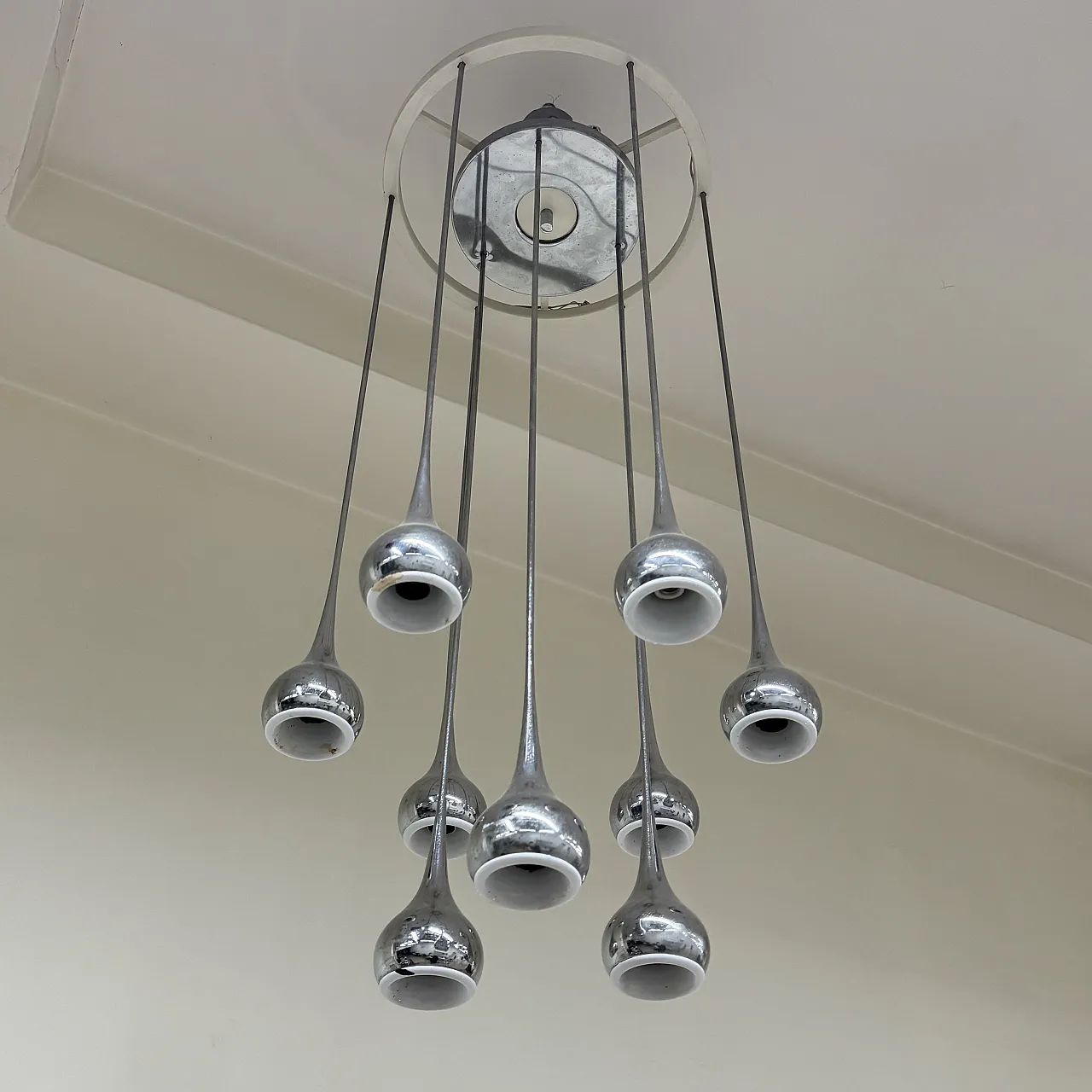 Angelo Brotto Esperia Lampadario 9 Luci Design Modernariato 1970’s 6