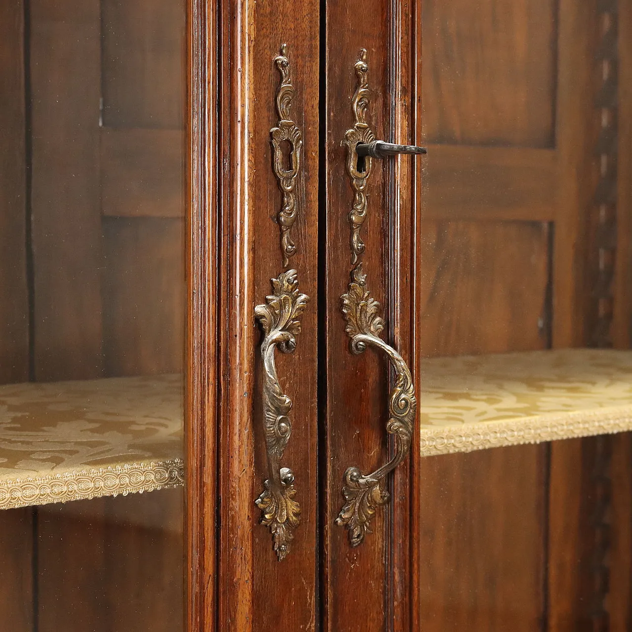 Walnut display cabinet with glass doors, 19th century 8