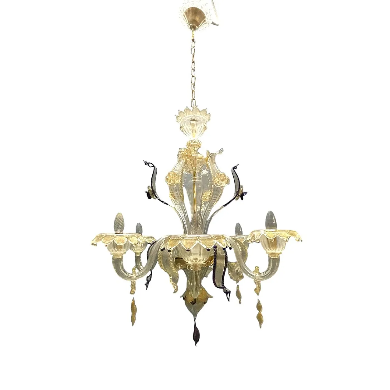 Lampadario veneziano in vetro di Murano, anni '60 1