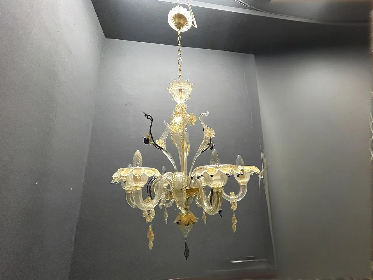 Lampadario veneziano in vetro di Murano, anni '60 2