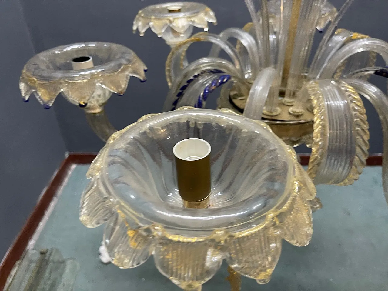 Lampadario veneziano in vetro di Murano, anni '60 4