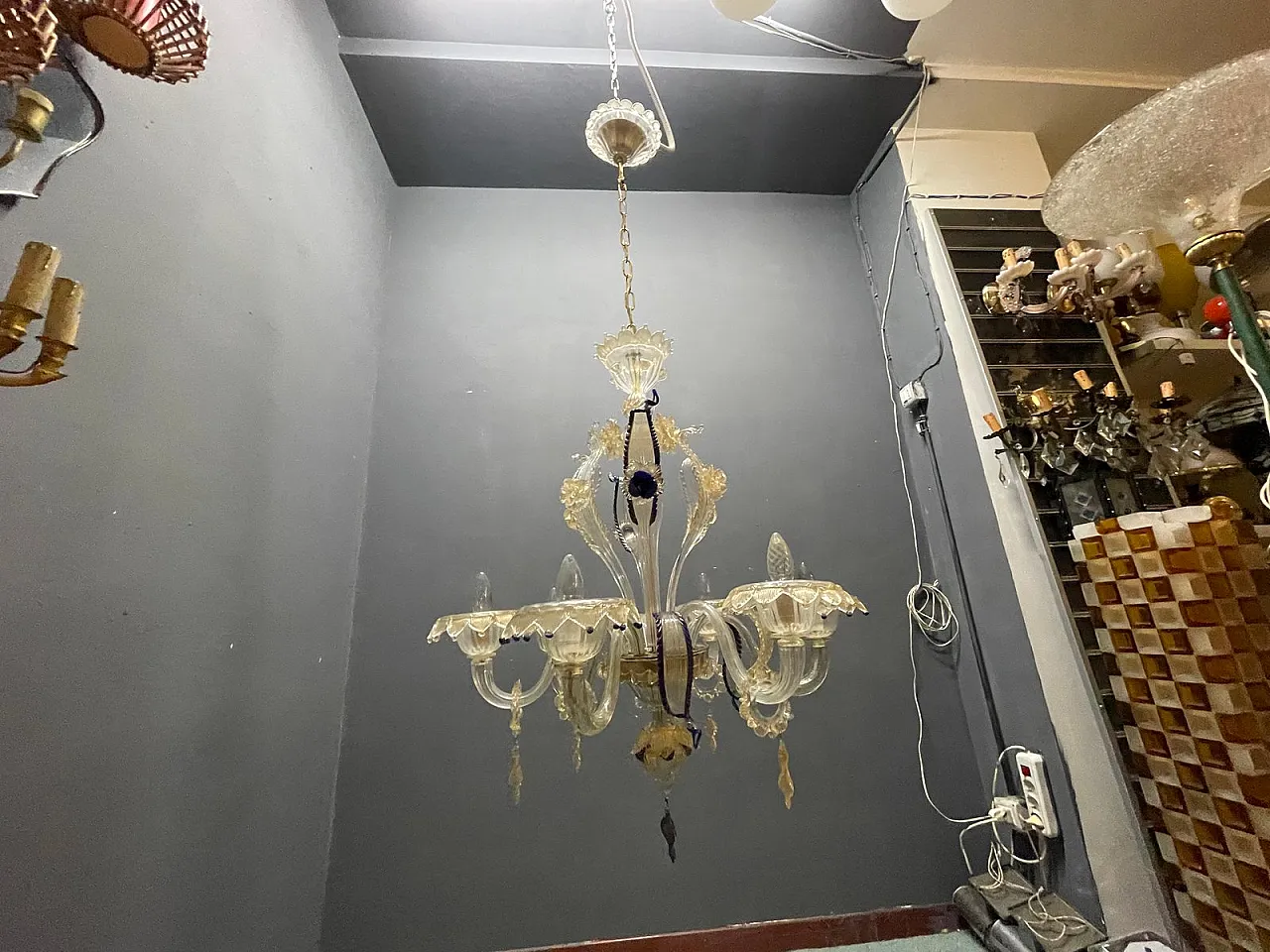 Lampadario veneziano in vetro di Murano, anni '60 7