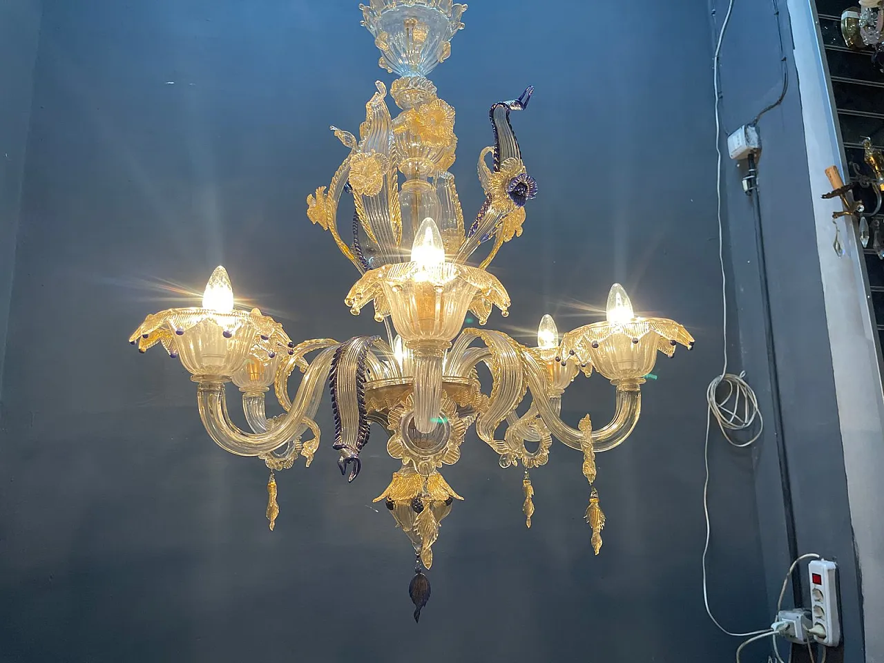 Lampadario veneziano in vetro di Murano, anni '60 8