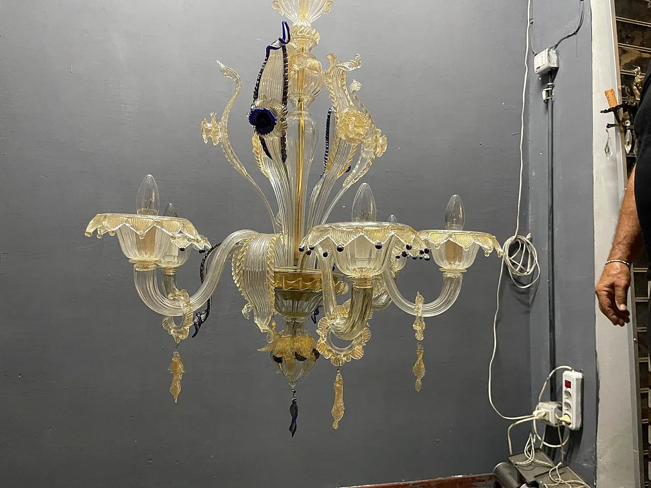 Lampadario veneziano in vetro di Murano, anni '60 9