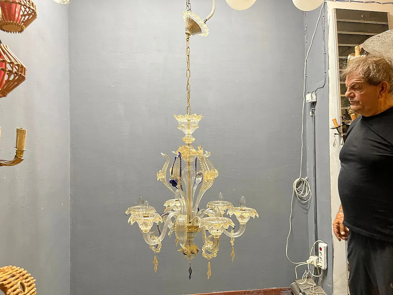 Lampadario veneziano in vetro di Murano, anni '60 11