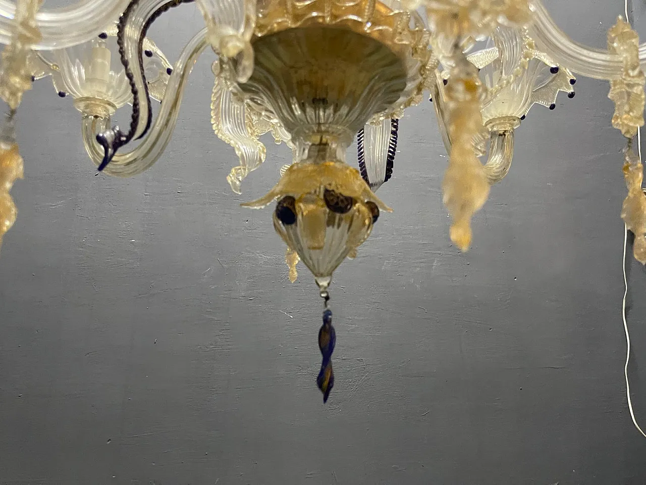 Lampadario veneziano in vetro di Murano, anni '60 12