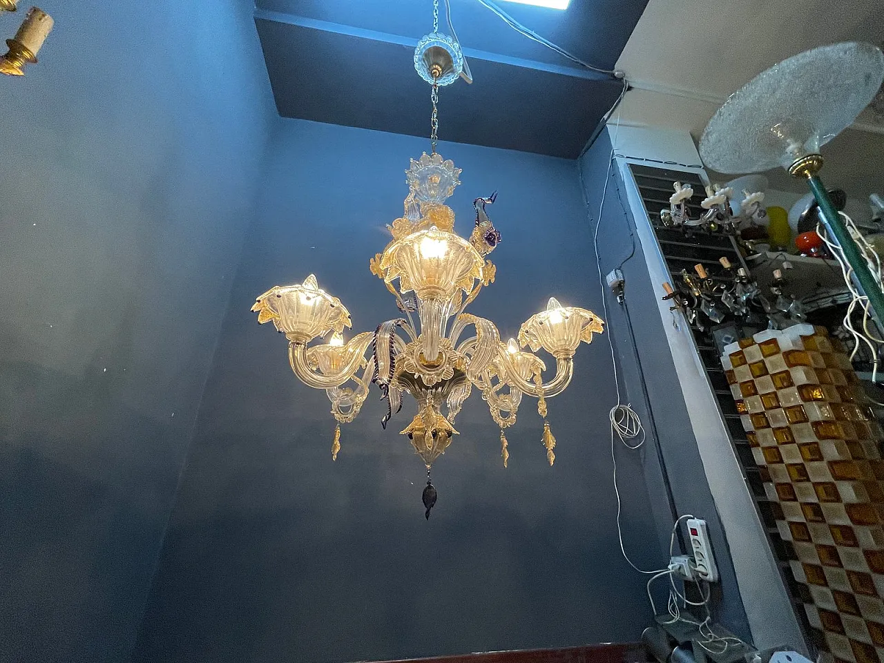 Lampadario veneziano in vetro di Murano, anni '60 15