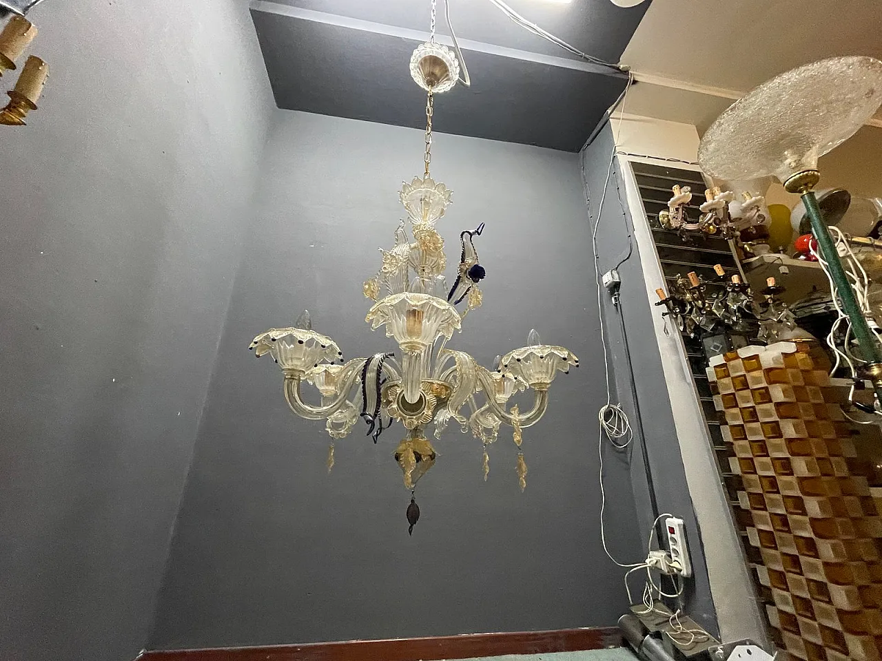 Lampadario veneziano in vetro di Murano, anni '60 16