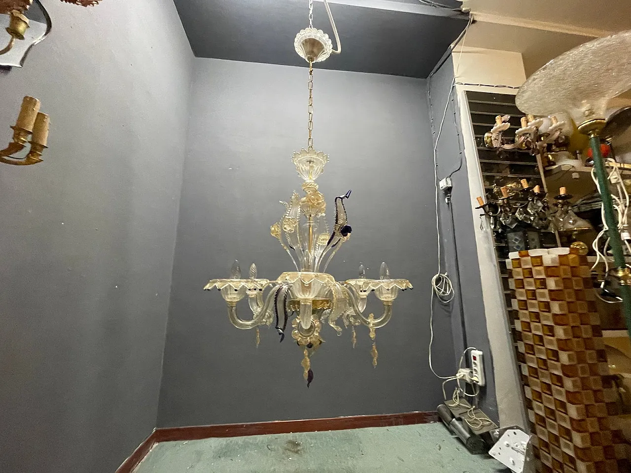 Lampadario veneziano in vetro di Murano, anni '60 17
