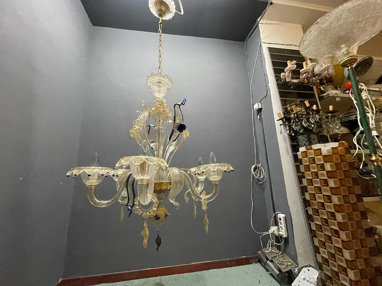Lampadario veneziano in vetro di Murano, anni '60 18