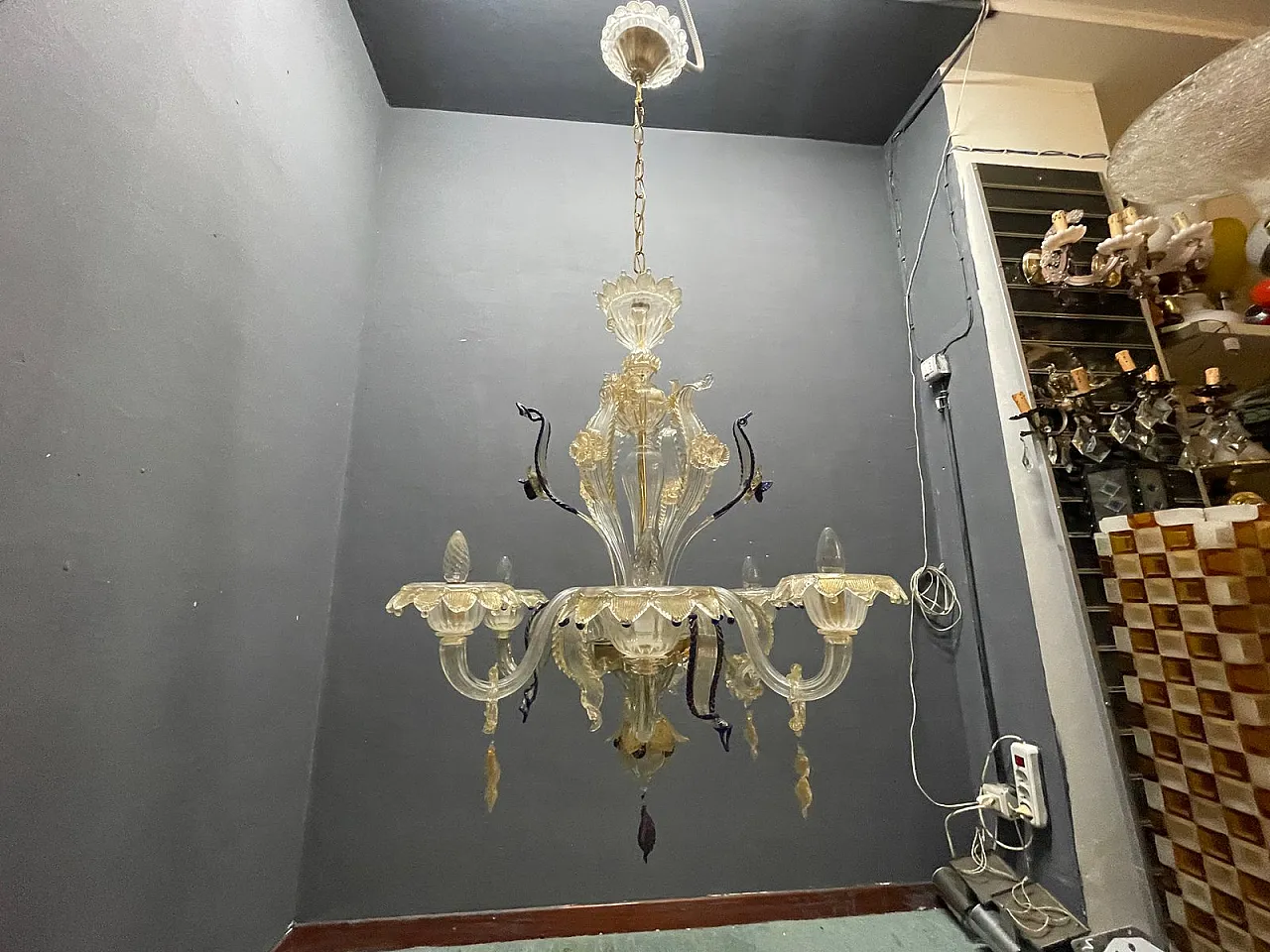 Lampadario veneziano in vetro di Murano, anni '60 19