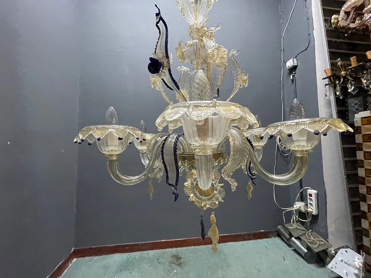 Lampadario veneziano in vetro di Murano, anni '60 20