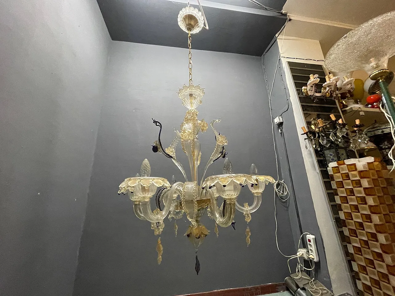 Lampadario veneziano in vetro di Murano, anni '60 21