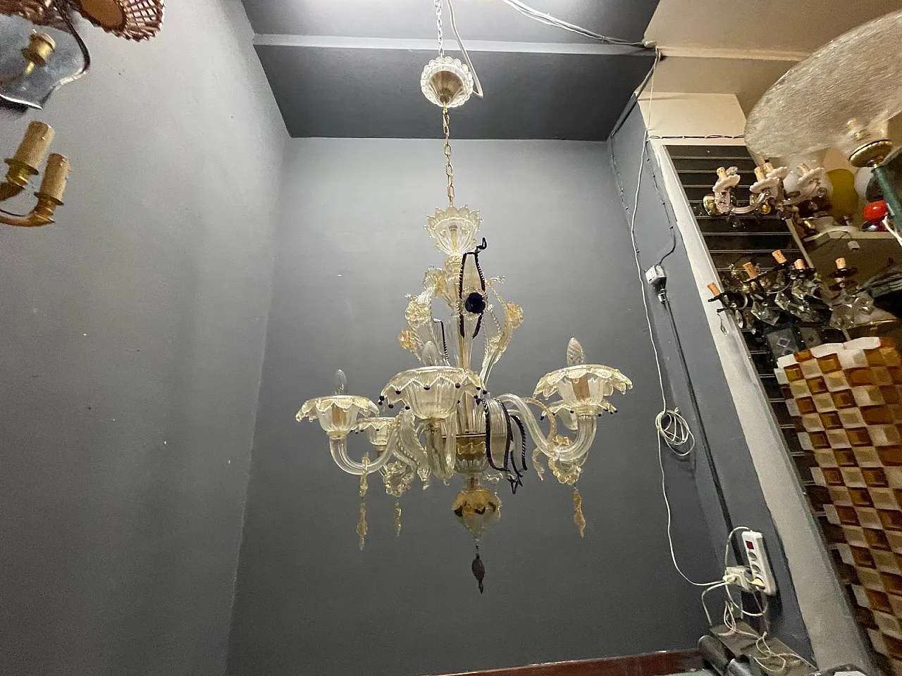 Lampadario veneziano in vetro di Murano, anni '60 22