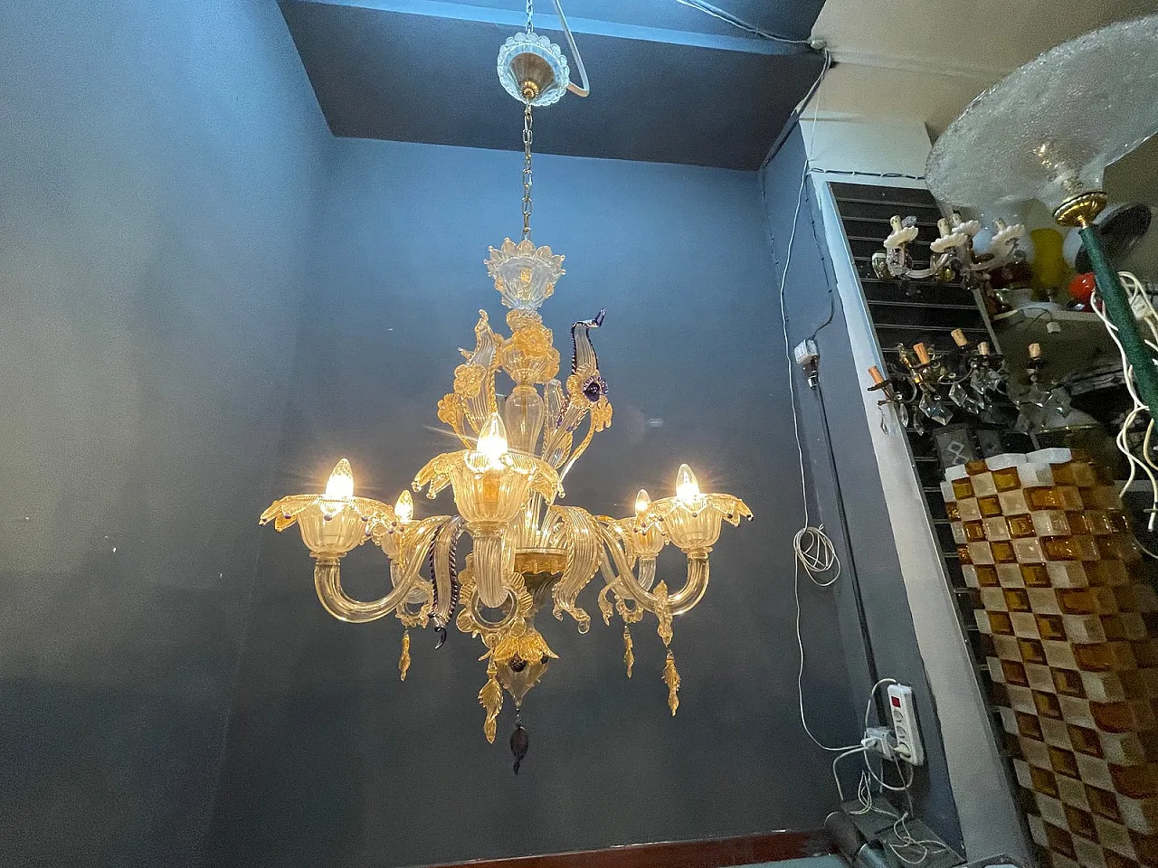 Lampadario veneziano in vetro di Murano, anni '60 23