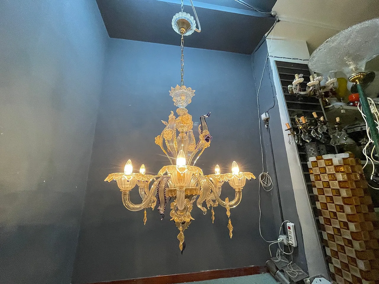 Lampadario veneziano in vetro di Murano, anni '60 24
