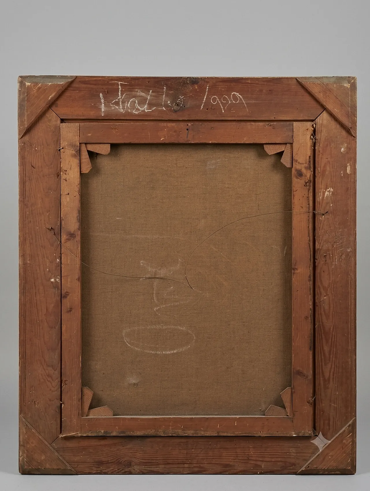 Devotional figure oil painting with contemporary golden frame from the 19th century 4