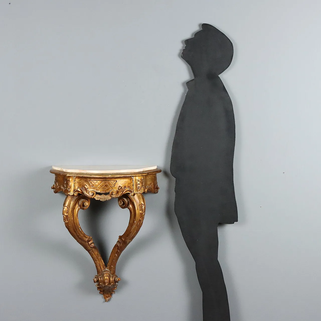 Drop-shaped console in gilded wood, 19th century 2